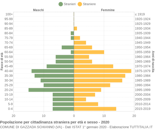 Grafico cittadini stranieri - Gazzada Schianno 2020