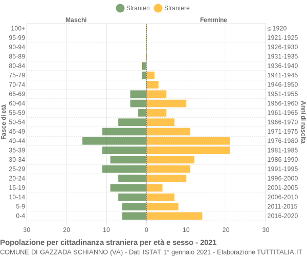 Grafico cittadini stranieri - Gazzada Schianno 2021