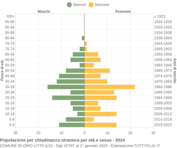 Grafico cittadini stranieri - Orio Litta 2024