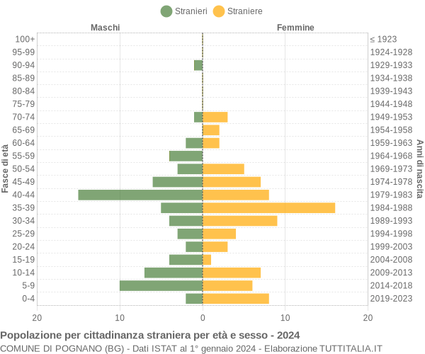 Grafico cittadini stranieri - Pognano 2024