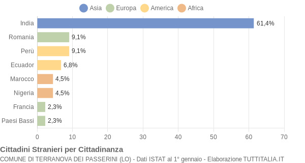 Grafico cittadinanza stranieri - Terranova dei Passerini 2007