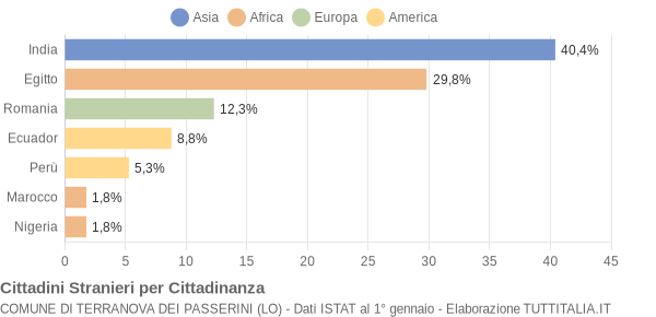 Grafico cittadinanza stranieri - Terranova dei Passerini 2011