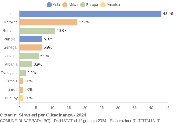 Grafico cittadinanza stranieri - Barbata 2024