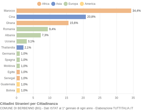 Grafico cittadinanza stranieri - Berbenno 2013