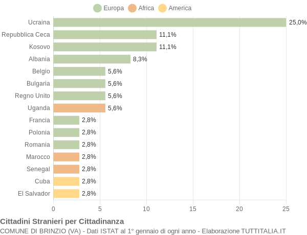 Grafico cittadinanza stranieri - Brinzio 2013