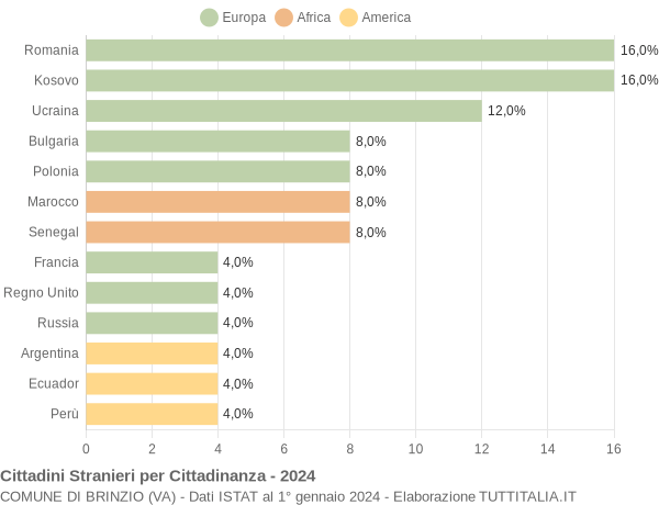 Grafico cittadinanza stranieri - Brinzio 2024