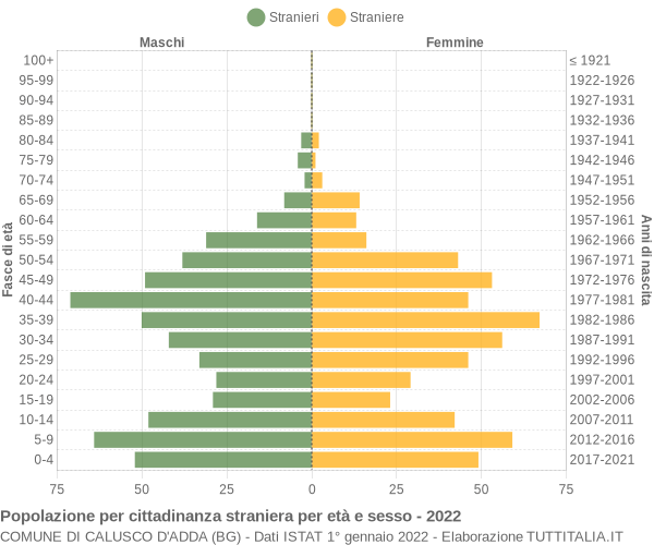 Grafico cittadini stranieri - Calusco d'Adda 2022