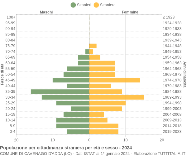 Grafico cittadini stranieri - Cavenago d'Adda 2024