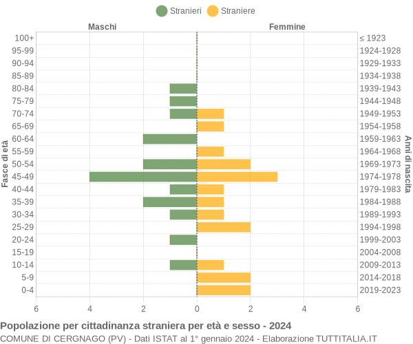 Grafico cittadini stranieri - Cergnago 2024