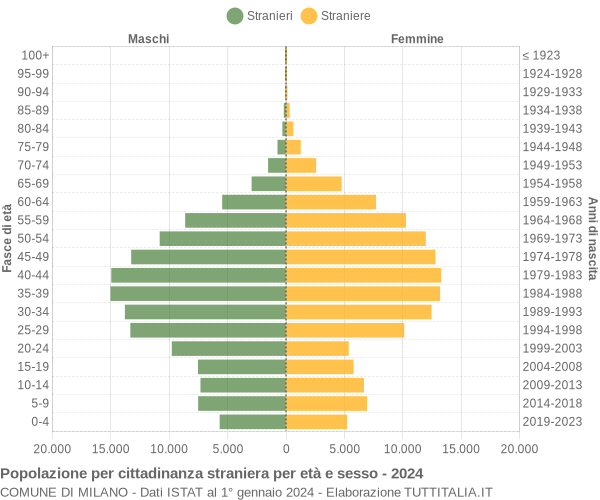 Grafico cittadini stranieri - Milano 2024