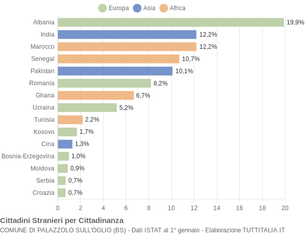 Grafico cittadinanza stranieri - Palazzolo sull'Oglio 2013