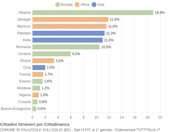 Grafico cittadinanza stranieri - Palazzolo sull'Oglio 2022