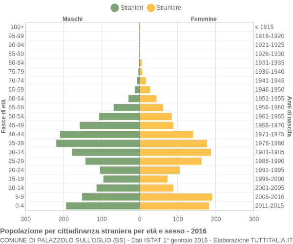 Grafico cittadini stranieri - Palazzolo sull'Oglio 2016