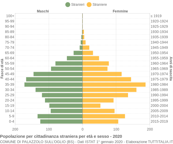 Grafico cittadini stranieri - Palazzolo sull'Oglio 2020