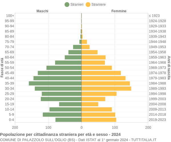 Grafico cittadini stranieri - Palazzolo sull'Oglio 2024