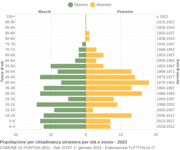 Grafico cittadini stranieri - Pontida 2023