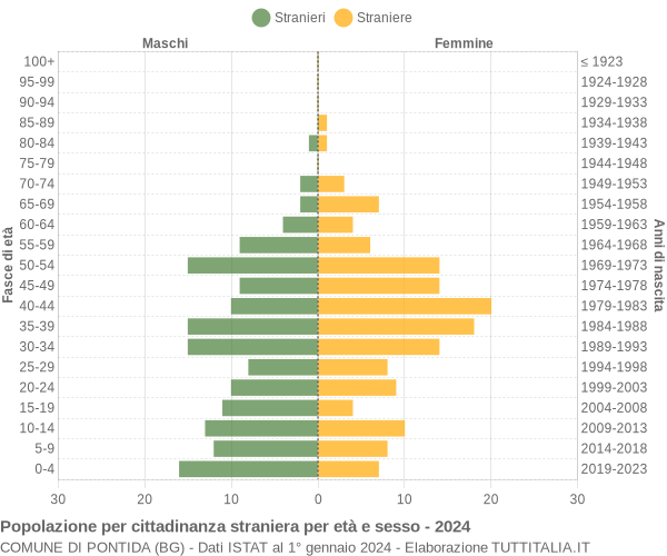 Grafico cittadini stranieri - Pontida 2024