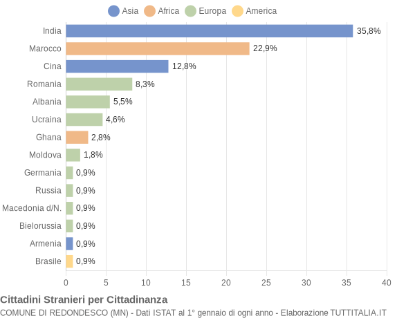 Grafico cittadinanza stranieri - Redondesco 2020