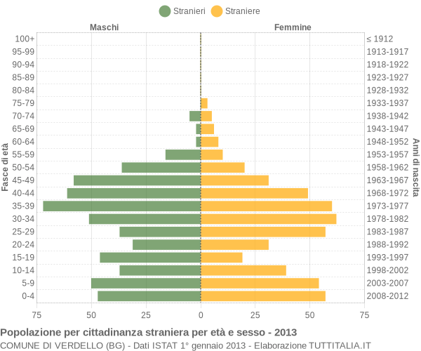 Grafico cittadini stranieri - Verdello 2013