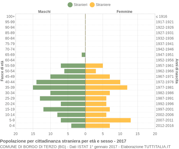 Grafico cittadini stranieri - Borgo di Terzo 2017