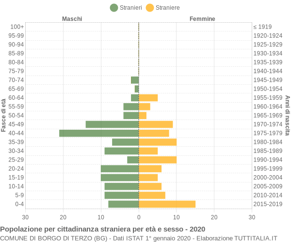 Grafico cittadini stranieri - Borgo di Terzo 2020