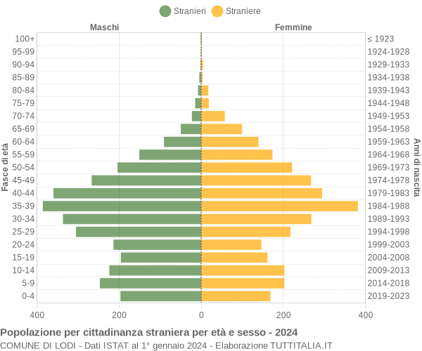 Grafico cittadini stranieri - Lodi 2024