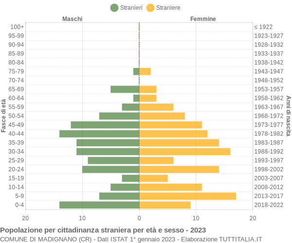 Grafico cittadini stranieri - Madignano 2023