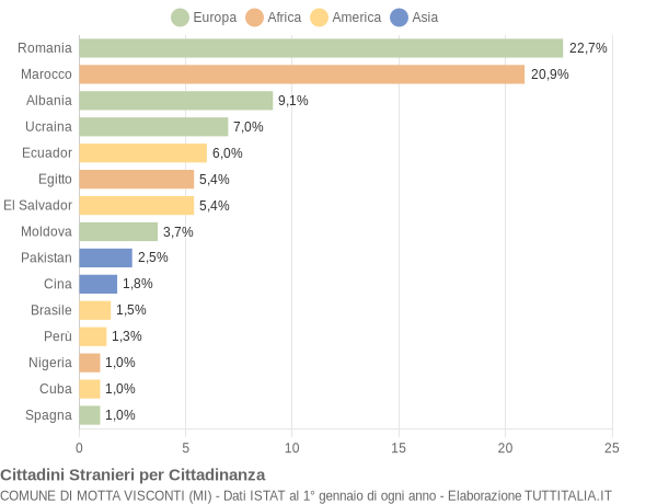 Grafico cittadinanza stranieri - Motta Visconti 2022