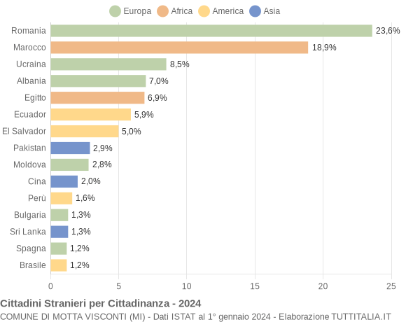 Grafico cittadinanza stranieri - Motta Visconti 2024