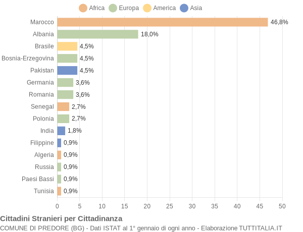 Grafico cittadinanza stranieri - Predore 2005