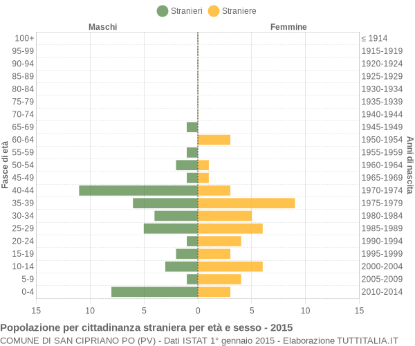 Grafico cittadini stranieri - San Cipriano Po 2015