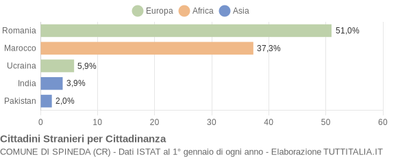 Grafico cittadinanza stranieri - Spineda 2008