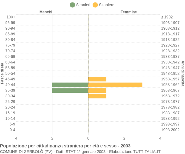 Grafico cittadini stranieri - Zerbolò 2003