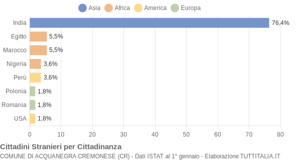 Grafico cittadinanza stranieri - Acquanegra Cremonese 2005