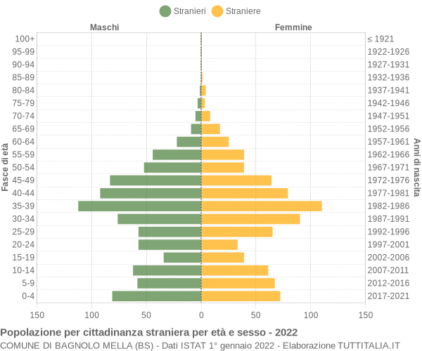 Grafico cittadini stranieri - Bagnolo Mella 2022