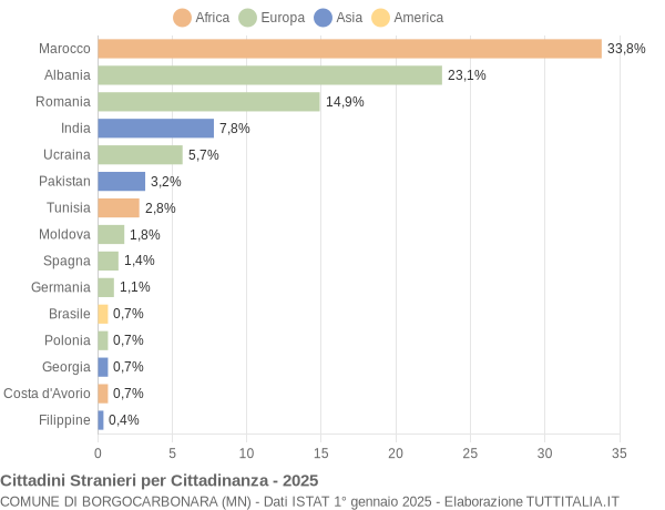 Grafico cittadinanza stranieri - Borgocarbonara 2025