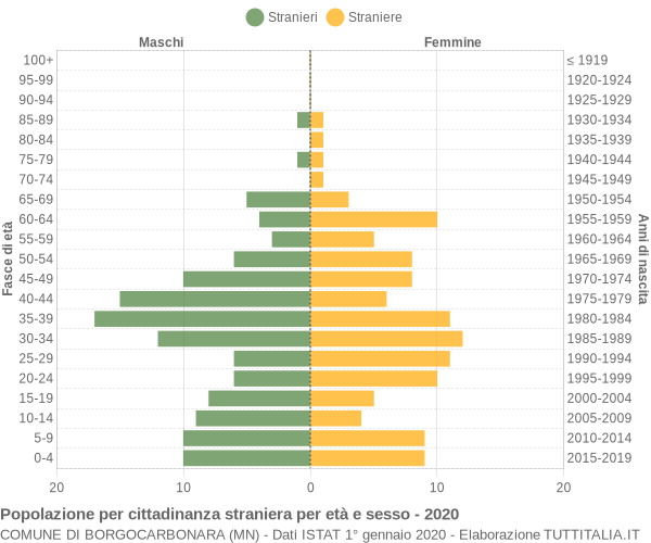 Grafico cittadini stranieri - Borgocarbonara 2020