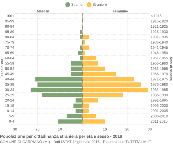 Grafico cittadini stranieri - Carpiano 2016