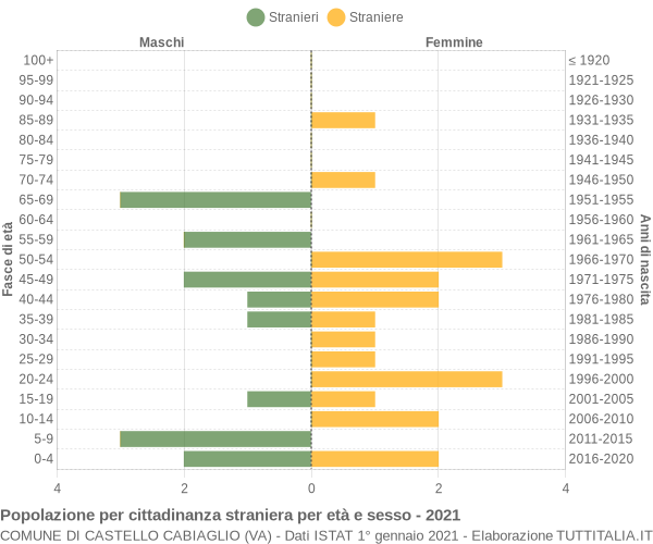 Grafico cittadini stranieri - Castello Cabiaglio 2021