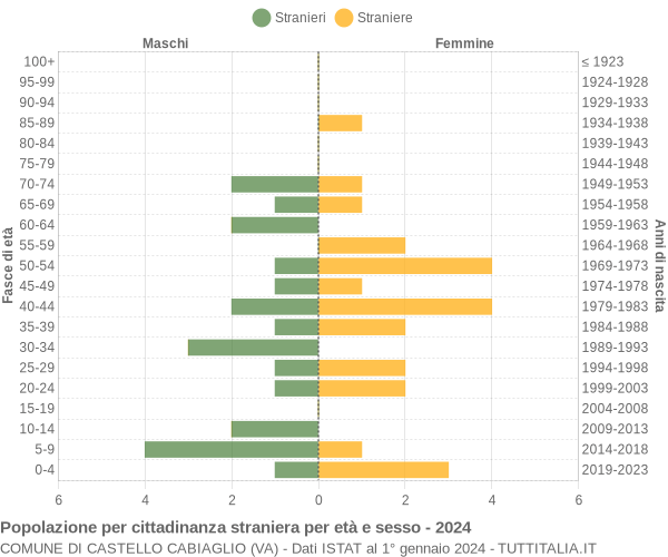 Grafico cittadini stranieri - Castello Cabiaglio 2024