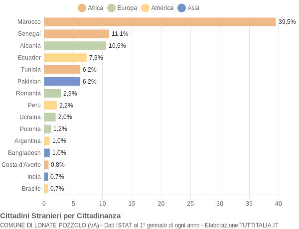 Grafico cittadinanza stranieri - Lonate Pozzolo 2006