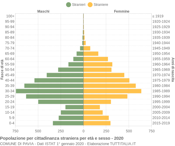 Grafico cittadini stranieri - Pavia 2020