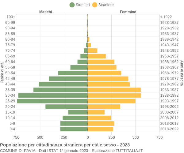 Grafico cittadini stranieri - Pavia 2023