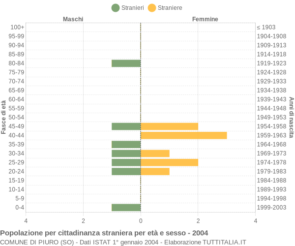 Grafico cittadini stranieri - Piuro 2004