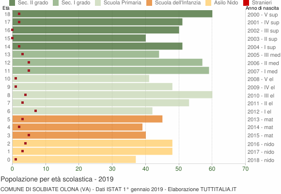 Grafico Popolazione in età scolastica - Solbiate Olona 2019