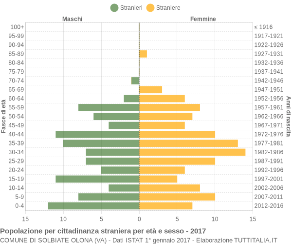 Grafico cittadini stranieri - Solbiate Olona 2017