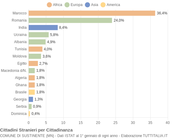 Grafico cittadinanza stranieri - Sustinente 2013