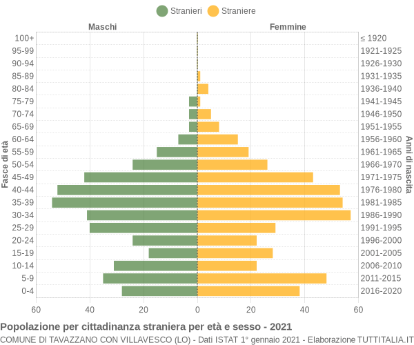 Grafico cittadini stranieri - Tavazzano con Villavesco 2021