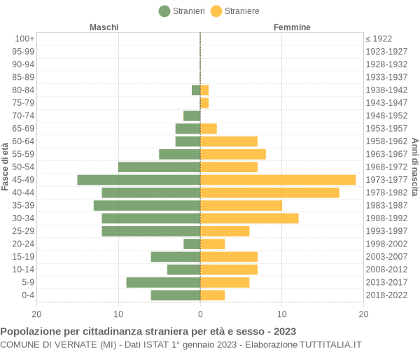 Grafico cittadini stranieri - Vernate 2023