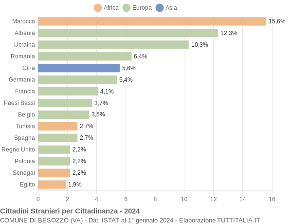 Grafico cittadinanza stranieri - Besozzo 2024